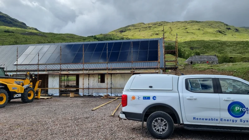 The Glen Lochay renewable energy systems include solar and wind power
